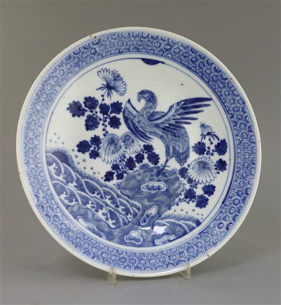 A Chinese blue and white dish, 19th century, diameter 31cm